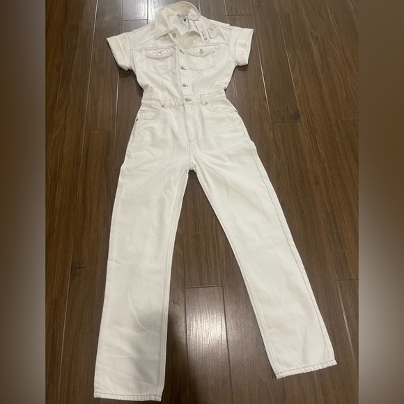 Zara cream denim jumpsuit